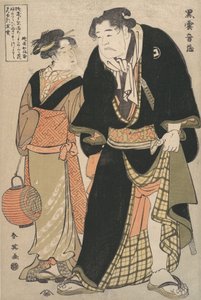 俳優・二代目吉沢あやめと力士・黒雲温蔵のオフステージ、1770-1820年。
