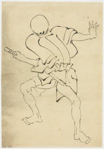 武装したアテンダント（研究）、c.1815-1849（紙にインク） 作： Katsushika (school of) Hokusai