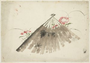 ピンクスの中の捨てられたファン 作： Katsushika (school of) Hokusai