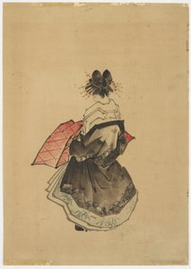 エレガント・ビューティー（アン・オイラン）」1850年頃（紙にインクとカラー 作： Katsushika (school of) Hokusai