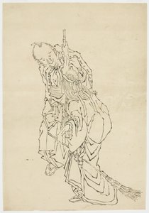 ジョーとウバ;高砂のテーマ、ca。 1815-1849（紙にインク） 作： Katsushika (school of) Hokusai