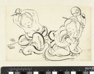 理髪をする女性2人 作： attributed to Katsushika Hokusai