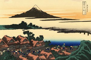 36 Views of Fuji, Japan: Dawn at Isawa in Kai Province, Japan - Print by Katsushika Hokusai (1760-1849) (浮世絵学校) 1830-1833 State A Pushkin Museum of Fine Arts, Moscow 作： Katsushika Hokusai