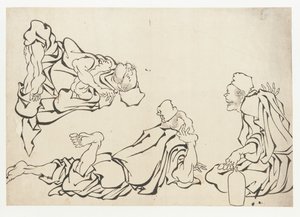 18世紀後半から19世紀初頭にかけての酒の試合。 作： Katsushika Hokusai