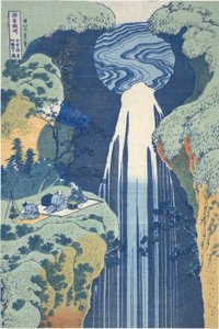 シリーズ 諸国の滝めぐり 木曽街道 遠望の阿弥陀の滝 作： Katsushika Hokusai