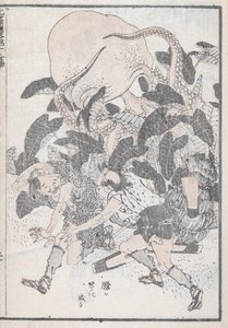 2人を圧倒するタコ 作： Katsushika Hokusai