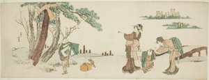 凧揚げをする男の子 作： Katsushika Hokusai