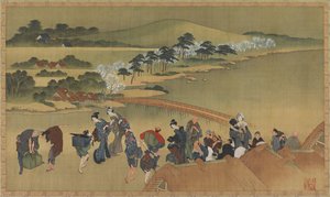 花見、18世紀後半から19世紀初頭。 作： Katsushika Hokusai