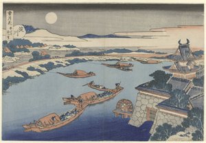 月明かりの淀川 淀川（オブジェのタイトル） 雪月花（連載タイトル） 雪月花 作： Katsushika Hokusai