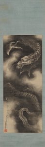 ドラゴンと雲、18 世紀後半から 19 世紀初頭。 作： Katsushika Hokusai