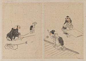 図面（紙にインクとウォッシュ） 作： Katsushika Hokusai