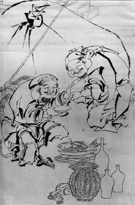 新年の祭りを祝う恵比寿と大黒 18～19世紀 作： Katsushika Hokusai