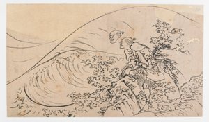 漁師の投げ餌 江戸時代 1830年。 作： Katsushika Hokusai