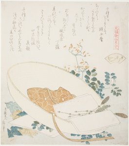 「元禄歌仙貝合わせ」シリーズより 千草貝 千草貝の挿し絵 摘みたての花 作： Katsushika Hokusai