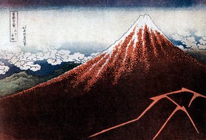 雷の上の富士、c1823。 作： Katsushika Hokusai