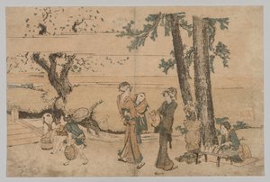 小川近くの人物群 作： Katsushika Hokusai