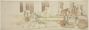 染め布を吊るす 作： Katsushika Hokusai