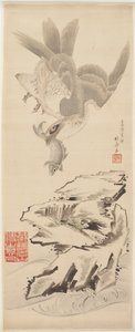 鷹と魚、18 世紀後半から 19 世紀初頭。 作： Katsushika Hokusai