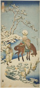 雪中の騎手 「和漢詩真鏡」より 作： Katsushika Hokusai