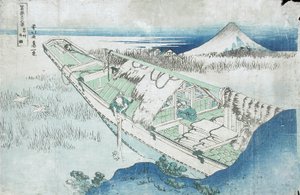 上州、牛堀、ヘタチのシリーズから19世紀の富士の36のビュー（色の木版画） 作： Katsushika Hokusai