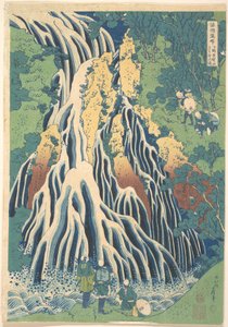『諸国滝めぐり』シリーズより、下野の黒神山にある切ふり滝（下野黒神山切ふり滝） 作： Katsushika Hokusai