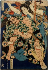 Kusunoki Tamonmaru Masashige und Yao no bettô Tsunehisa 作： Katsushika Hokusai