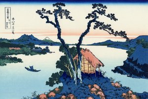 信濃国 諏訪湖 1830年頃 （木版画 作： Katsushika Hokusai