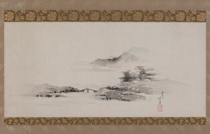 風景、江戸時代、1801-02年頃（掛軸巻として紙にインクと色） 作： Katsushika Hokusai
