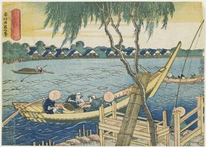 宮戸川のはえ縄釣り、1832-1834 作： Katsushika Hokusai