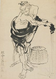 ローブを絞る男性、18世紀後半から19世紀初頭。 作： Katsushika Hokusai
