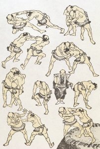 マンガ：レスラーのジェスチャーと姿勢の研究、パブ。 1849、（色木版画）