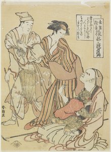 モンキーハンドラー、c。 1790 作： Katsushika Hokusai
