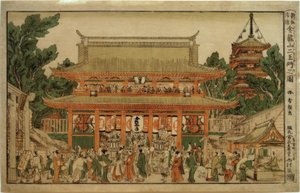 新たに公開された透視画像：金龍山寺の空の王の門 作： Katsushika Hokusai
