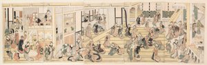 吉原の「荻屋」遊郭での元日 作： Katsushika Hokusai