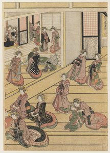 茶屋の正月 扇屋 1810年頃（カラー木版画）（セットは277795～277797参照 作： Katsushika Hokusai