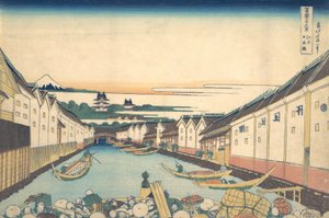 江戸の日本橋 冨嶽三十六景より 江戸日本橋 1830-32。 作： Katsushika Hokusai
