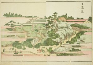 日暮里、図鑑「絵本東あそび」より 作： Katsushika Hokusai