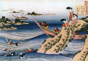 カキ釣り、c1785-1849。 作： Katsushika Hokusai