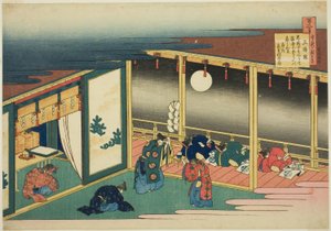 三条院の詩「看護師が解説する百首」より 作： Katsushika Hokusai