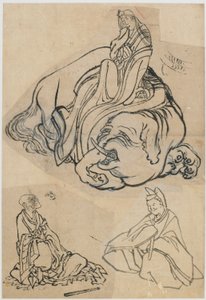花魁江口普賢菩薩の下絵、江戸時代、c1806-1811. 作： Katsushika Hokusai
