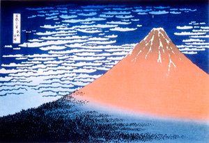 赤富士、1823-1831。 作： Katsushika Hokusai