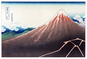 富士山、パブの36の景色からSanka Haku。 c.1890（色の木版画） 作： Katsushika Hokusai
