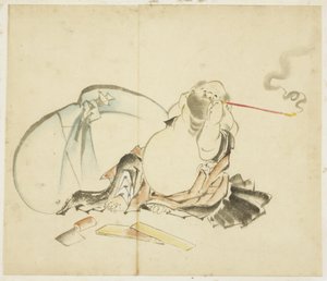 布袋を吸う、ca。 1815-1849（紙にインクと色）