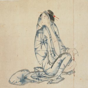 着席する娼婦、18 世紀後半から 19 世紀初頭。 作： Katsushika Hokusai