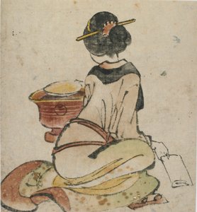 18世紀後半から19世紀初頭の女性の座像。 作： Katsushika Hokusai