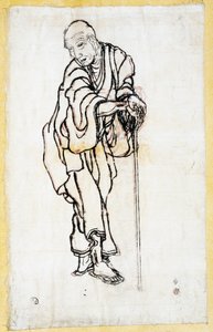 老人としての自画像、1840-49年頃（紙にペンとインク 作： Katsushika Hokusai