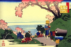 百人一首百首百首「大江匡房」日常生活の風景、日本 葛飾北斎（1760-1849）作（浮世絵派） 1830年頃 国立エルミタージュ美術館 サンクトペテルブルク