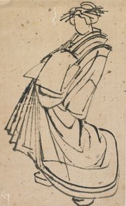 遊女のスケッチ、18 世紀後半から 19 世紀初頭。 作： Katsushika Hokusai