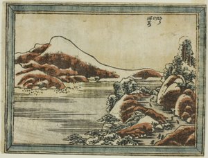近江八景 銅版近江八景 比良の薄暮雪 作： Katsushika Hokusai