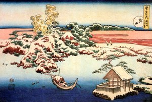 隅田川の雪景色、c1832。 作： Katsushika Hokusai